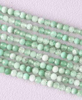 Filo di Perle Sfaccettate in Crisoprasio AA+ 3mm