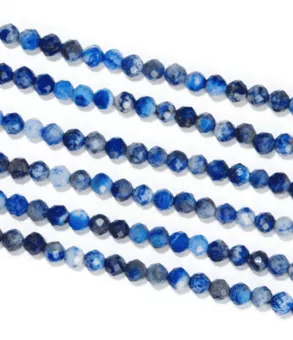 Filo di Perle Rotonde Sfaccettate Lapislazzuli A 3 mm
