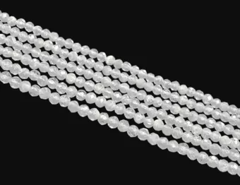Filo di Perle Rotonde Sfaccettate Pietra di Luna Bianca AA 3 mm