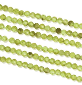 Perline A di peridoto sfaccettato da 3 mm su filo da 40 cm