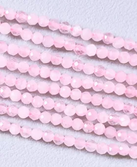 Perle di quarzo rosa sfaccettate A da 3 mm su filo da 40 cm