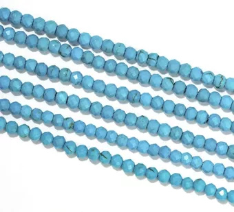 Turchese Naturali di Howlite Colorate A sfaccettate  Perline da 3 mm su filo da 40 cm