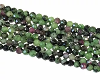 Rubino Zoisite sfaccettato A perle da 3 mm su filo da 40 cm
