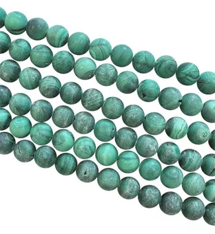 Perline opache di malachite da 7-8 mm su filo da 40 cm
