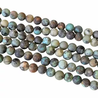 Filo di Perle Rotonde Opache in Turchese Naturale d'Africa A 4 mm