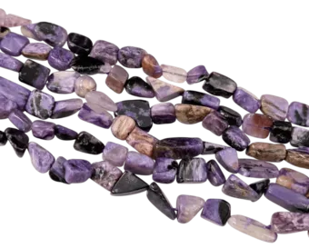 Pietre burattate Charoite AA su filo 6-15mm 40cm