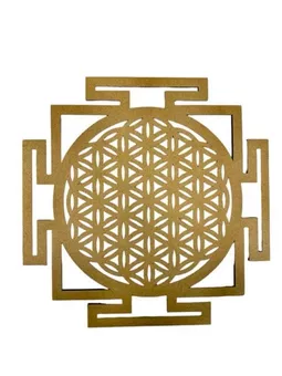 Targa in legno Fiore della Vita Sri Yantra 20 cm