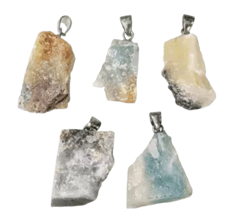 Ciondolo in pietra amazzonite grezza multicolore AB x 5