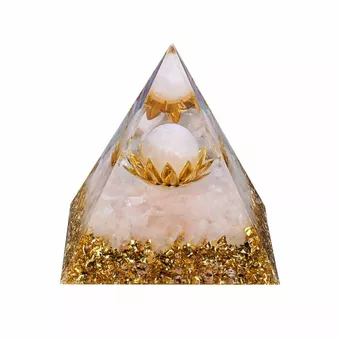Piramide di orgonite Quarzo rosa Loto