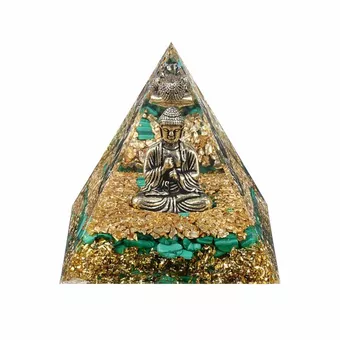 Piramide di Orgonite Buddha + Malachite