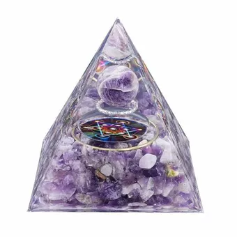 Piramide di orgonite Ametista Metatron 8cm