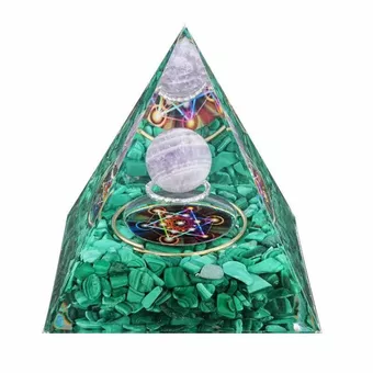 Piramide di orgonite Ametista e Malachite Metatron 8cm