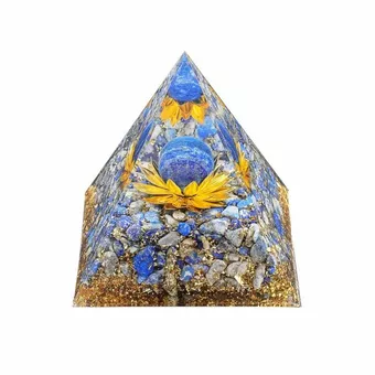 Piramide di Orgonite Lapislazzuli Loto 8cm