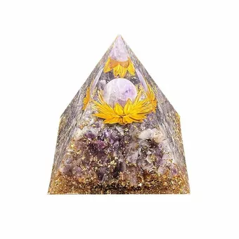 Piramide di Orgonite Ametista Loto 8cm