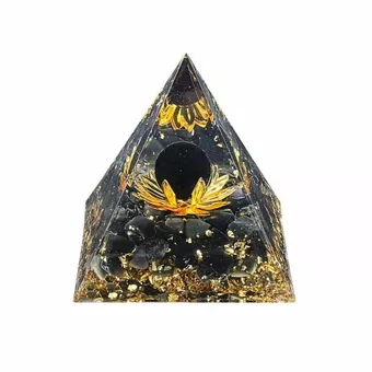 Piramide di Orgonite Ossidiana Nera Loto 8cm