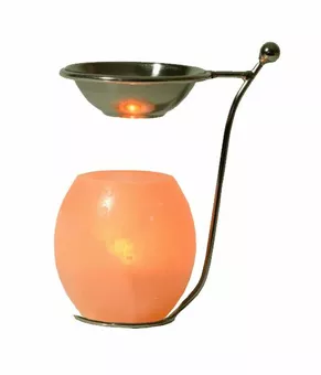 Bruciatore di profumo + piatto in metallo e portacandele in cristallo di sale naturale RCH103 1 kg
