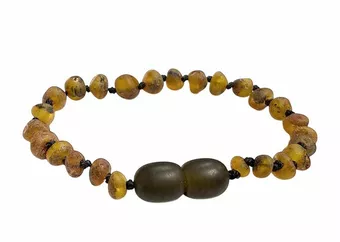 Braccialetto per bambini in ambra baltica verde grezza, a vite, 14 cm