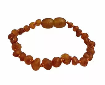 Braccialetto per bambini in ambra baltica grezza color cognac a vite