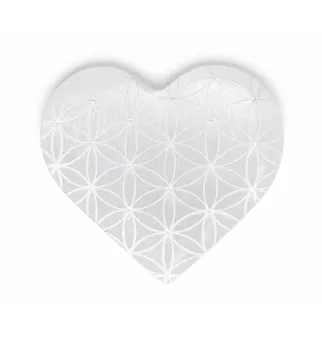 Cuore in Selenite Fiore della Vita 6.5cm 110g