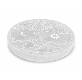 Piastra Albero della Vita Luna Sole in Selenite 13cm