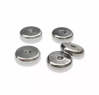 Perline con ciondolo distanziatore Rondelle in acciaio inossidabile color argento 6 mm x100