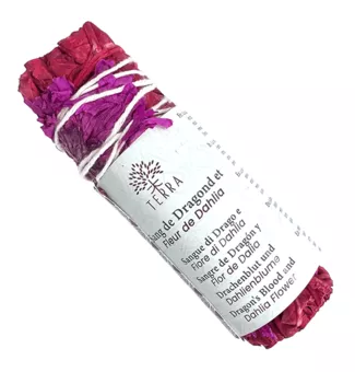 Fascio di fiori di dalia e sangue di drago di salvia bianca 25-30 g 10 cm