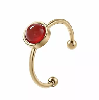 Anello in agata rossa – acciaio inossidabile placcato oro