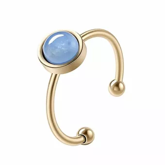 Anello in Cianite Blu A e Acciaio Inossidabile Dorato 6 mm