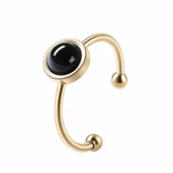 Anello in onice nero – Acciaio inossidabile placcato oro
