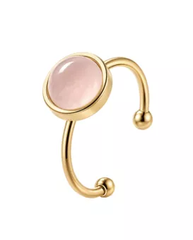 Anello Regolabile in Acciaio Inossidabile Dorato con Quarzo Rosa AB 8mm