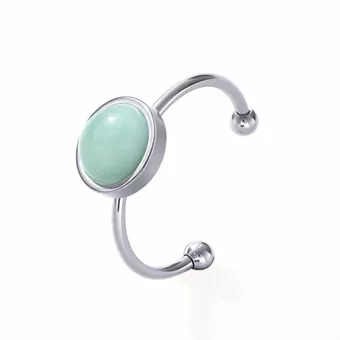 Anello in avventurina verde – Acciaio inossidabile argentato