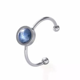 Anello Regolabile in Acciaio Inossidabile Argentato con Cianite Blu A 6mm