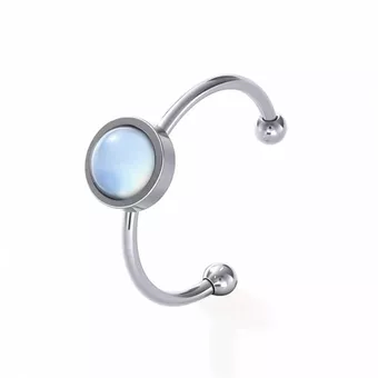 Anello in Acquamarina A e Acciaio Inossidabile Argentato 6 mm