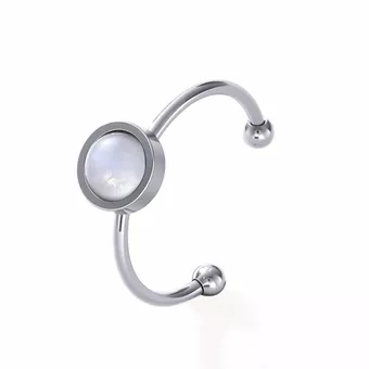 Anello con pietra di luna bianca – Acciaio inossidabile argentato