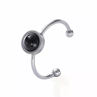 Anello in onice nero – Acciaio inossidabile argentato