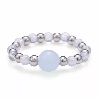 Anello in argento con perla e acquamarina