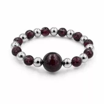 Anello in argento con perla e granato rosso