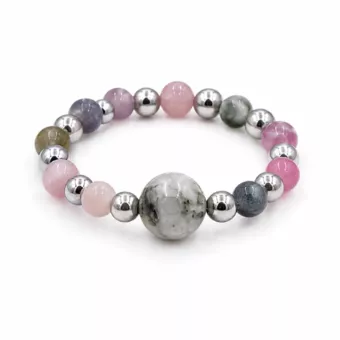 Anello in argento con perla e tormalina multicolore