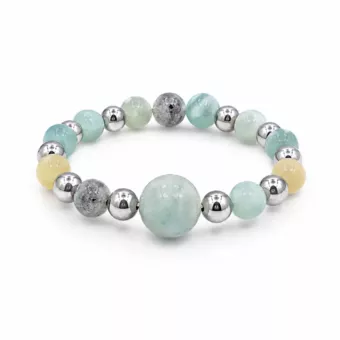 Anello in argento con perline e amazzonite multicolore