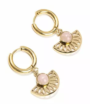 Orecchini in quarzo rosa azteco in acciaio inossidabile dorato A 33 mm