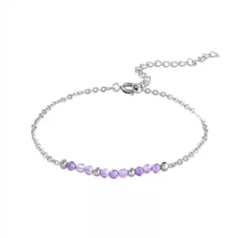 Bracciale in ametista sfaccettata – Acciaio inossidabile argentato