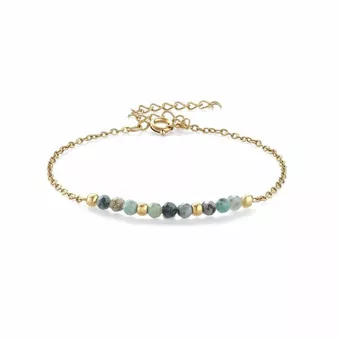 Bracciale in Turchese Naturale d’Africa sfaccettata A – acciaio inox dorato
