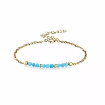 Bracciale in Apatite Blu sfaccettata A – acciaio inox dorato