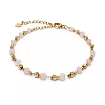 Bracciale Energia in Quarzo Rosa AB – Perle Dorate