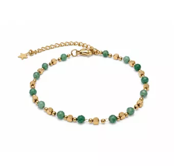 Bracciale Energia in Avventurina Verde A – Perline Dorate