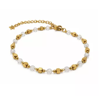 Bracciale Energia in Cristallo di Rocca AA – Perline Dorate