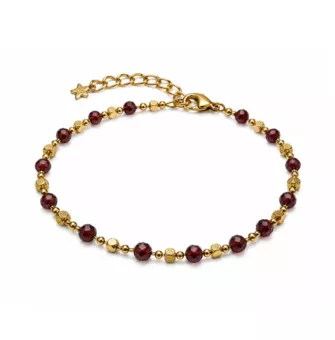 Bracciale Energia in Granato AA – Perline Dorate