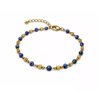 Bracciale Energia in Lapislazzuli A – Perline Dorate