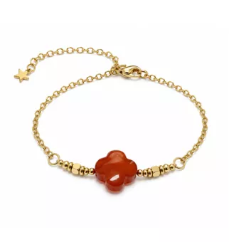 Bracciale Portafortuna in Corniola A – Trifoglio