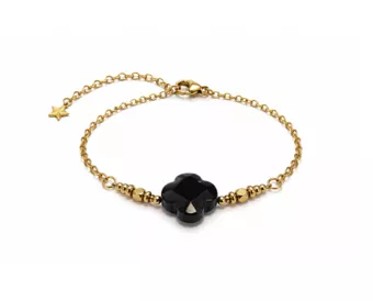 Bracciale Portafortuna in Onice A – Trifoglio